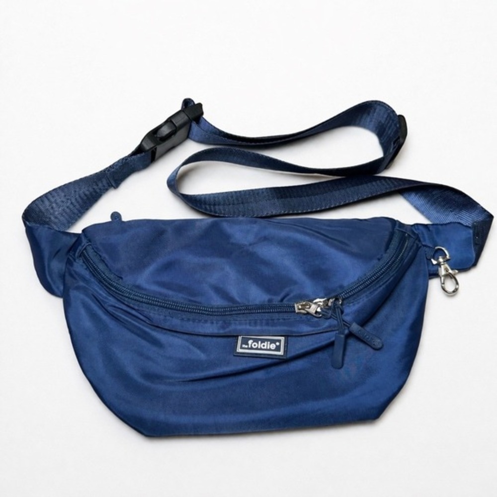 The Foldie Navy Belt Bag Crossbody RFID Travel Fanny Pack - Picture 2 of 6